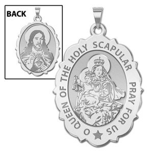 Scapular Religious Medal Scalloped OVAL  EXCLUSIVE 