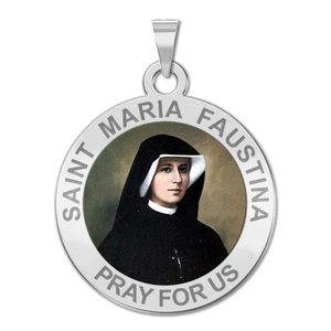 Saint Maria Faustina Round Color Religious Medal   EXCLUSIVE 