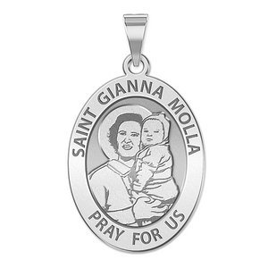 Saint Gianna Beretta Molla Oval Religious Medal   EXCLUSIVE 