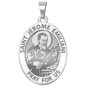 Saint Jerome Emiliani Oval Religious Medal   EXCLUSIVE 