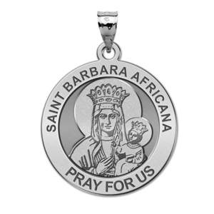 Saint Barbara Africana Round Religious Medal  EXCLUSIVE 
