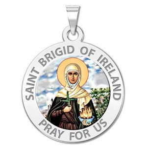 Saint Brigid of Ireland Round Color Religious Medal    EXCLUSIVE 