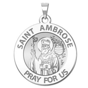 Saint Ambrose Round Religious Medal  EXCLUSIVE 