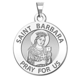 Saint Barbara Round Religious Medal  EXCLUSIVE 