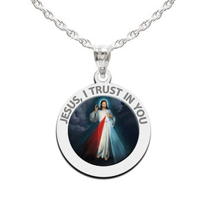 Divine Mercy Round Religious Medal  Color EXCLUSIVE 