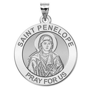 Saint Penelope Round Religious Medal   EXCLUSIVE 