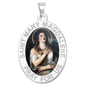 Saint Mary Magdalene Religious Oval Color Medal  EXCLUSIVE 