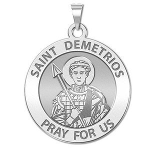 Saint Demetrios Round Religious Medal  EXCLUSIVE 
