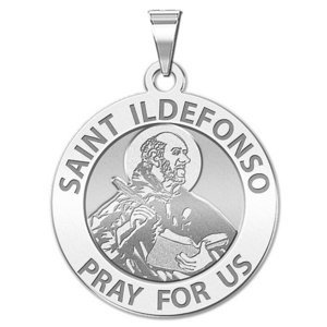 Saint Ildefonso Round Religious Medal   EXCLUSIVE 