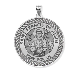 Saint Francis of Assisi Round Rope Border Religious Medal