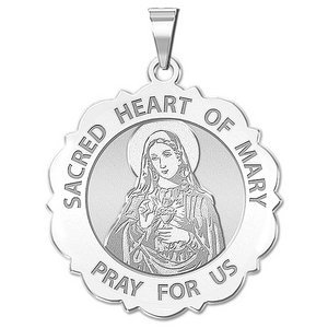 Sacred Heart of Mary Scalloped Religious Medal  EXCLUSIVE 