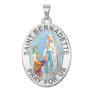 Saint Bernadette Oval Color Religious Medal   EXCLUSIVE 