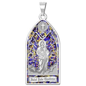 Saint Jude Thaddeus   Stained Glass Religious Medal  EXCLUSIVE 