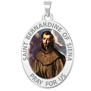 Saint Bernadine Of Siena Oval Religious Medal Color