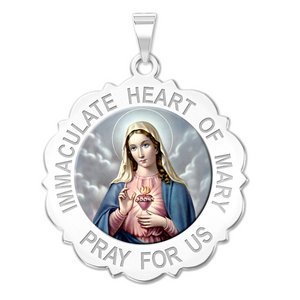 Immaculate Heart of Mary Scalloped Color Religious Medal  EXCLUSIVE 