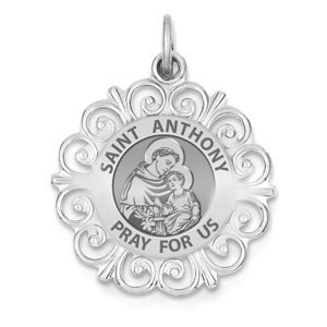 Saint Anthony Round Filigree Religious Medal   EXCLUSIVE 
