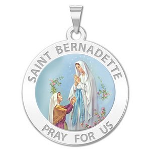 Saint Bernadette Round Religious Medal   Color EXCLUSIVE 