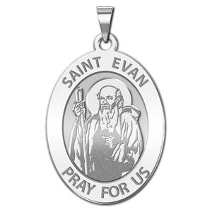 Saint Evan Oval Religious Medal   EXCLUSIVE 