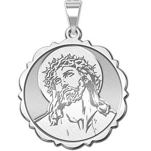 Ecce Homo Scalloped Round Religious Medal  EXCLUSIVE 