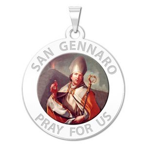 San Gennaro Round Religious Medal  Color EXCLUSIVE 