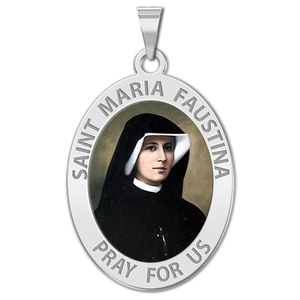 Saint Faustina OVAL Color Religious Medal  EXCLUSIVE 