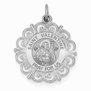 Saint Valentine Round Filigree Religious Medal   EXCLUSIVE 
