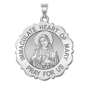 Immaculate Heart of Mary Scalloped Religious Medal  EXCLUSIVE 
