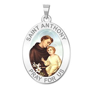 Saint Anthony Oval Religious Medal  Color EXCLUSIVE 