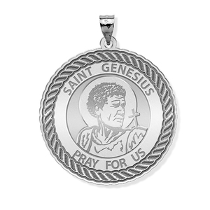 Saint Genesius Round Rope Border Religious Medal
