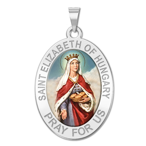 Saint Elizabeth of Hungary Oval Religious Medal   Color EXCLUSIVE 