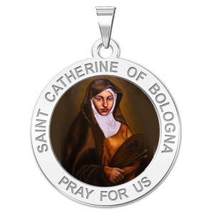 Saint Catherine of Bologna Round Religious Medal Color