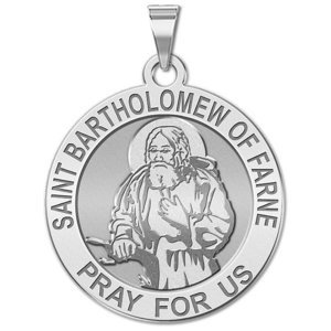 Saint Bartholomew of Farne Round Religious Medal  EXCLUSIVE 