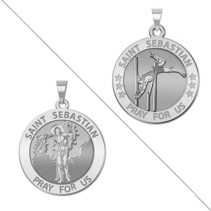 Pole Vault   Saint Sebastian Doubledside Sports Religious Medal  EXCLUSIVE 