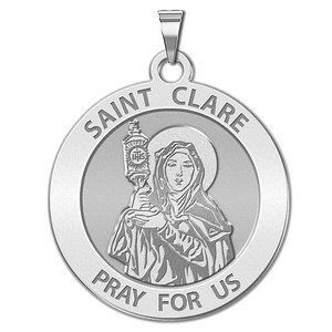 Saint Clare of Assisi Round Religious Medal    EXCLUSIVE 