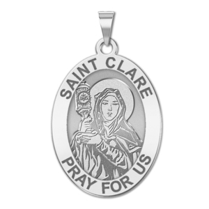 Saint Clare of Assisi OVAL Religious Medal   EXCLUSIVE 