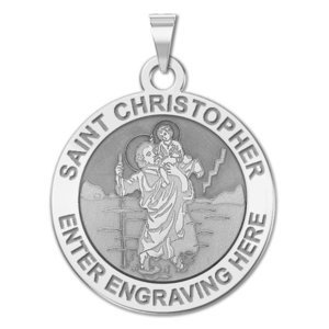 Personalized Saint Christopher Round Religious Medal    EXCLUSIVE 