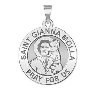Saint Gianna Beretta Molla Round Religious Medal   EXCLUSIVE 