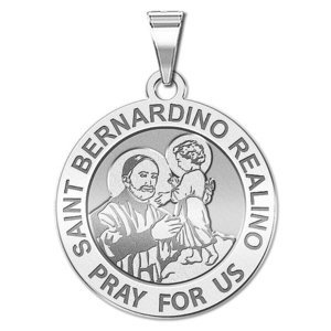 Saint Bernardino Realino  with Christ Child  Round Religious Medal  EXCLUSIVE 