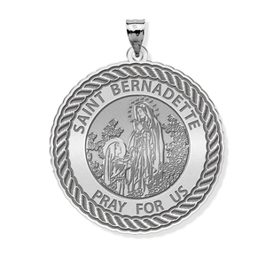 Saint Bernadette Round Rope Border Religious Medal