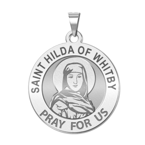 Saint Hilda of Whitby Round Religious Medal   EXCLUSIVE 