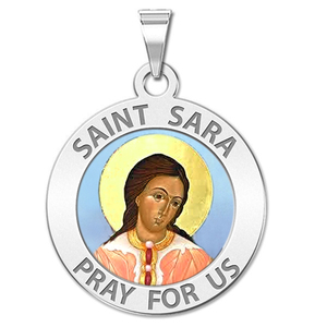 Saint Sara Round Religious Medal Color