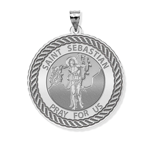 Saint Sebastian Round Rope Border Religious Medal