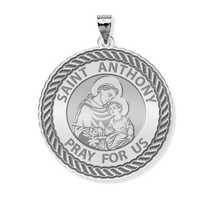 Saint Anthony Round Rope Border Religious Medal