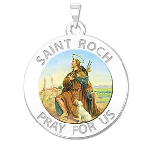 Saint Roch Religious Medal  Color EXCLUSIVE 