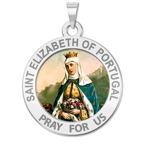 Saint Elizabeth of Portugal Round Religious Medal Color