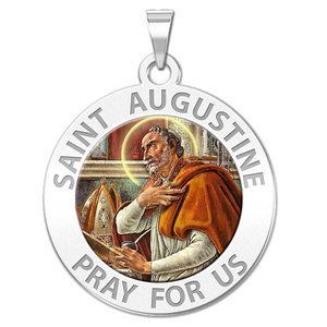 Saint Augustine of Hippo Round Color Religious Medal  EXCLUSIVE 