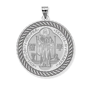 Saint Benedict Round Rope Border Religious Medal