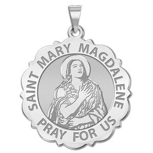 Saint Mary Magdalene Scalloped Religious Medal  EXCLUSIVE 