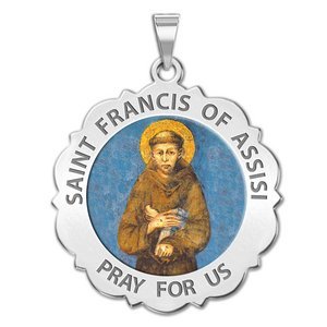 PicturesOnGold.com Saint Francis of Assisi W/Christ Oval Religious Medal Color