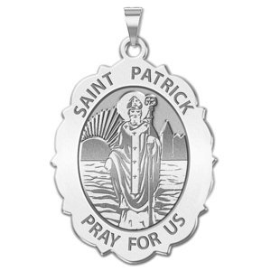 Available in Solid 14K Yellow or White Gold PicturesOnGold.com Saint Patrick Religious Medal Color or Sterling Silver